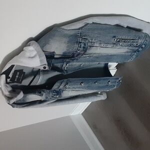 Denim jacket with detachable hoodie
